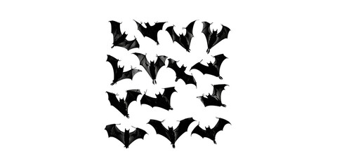 Naklejka premium Silhouette Of Flying Bats. Halloween And Gothic Theme Illustration Isolated On Transparent Background