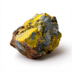 Natural uranium mineral specimen isolated on white background