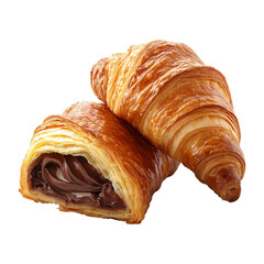 Delicious chocolate croissants isolated on white background great for cafe menu designs