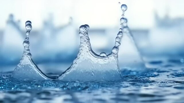 Water Droplets Splashing: A Symphony of Blue