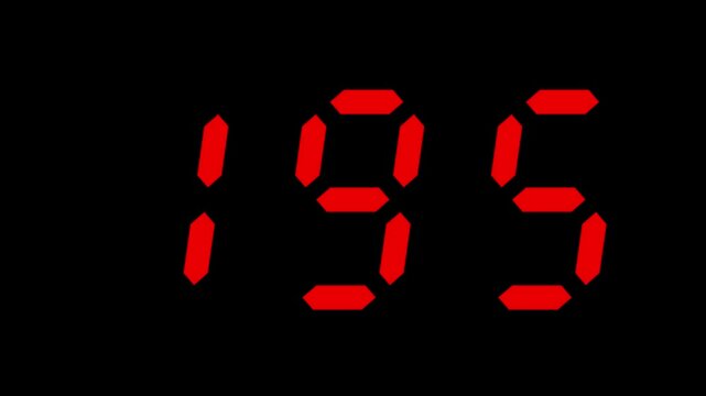 200 second countdown timer digital to 100 second with red numbers on black background, suitable for concepts of time, technology, urgency, and deadlines