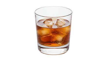 Isolated Glass of Whiskey with Ice Cubes
