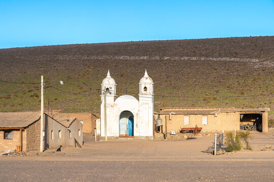 Remote village church in La Puna, Argentina landscape