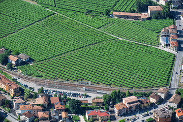 Mezzocorona village in The Etschtal valley, Trentino, Italy.