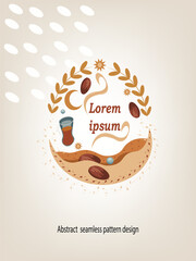 Minimal Seamless Pattern of Halal Food Icons with Crescent and Arabic Touch For Magazine Cover, Social Media, Merchandising.