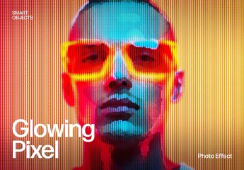 Glowing Pixel Photo Effect Template