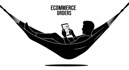 Ecommerce and Online Business Silhouette Illustrations for Marketing and Branding illustrations depicting various aspects e commerce online business digital marketing ecommerce online