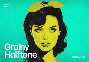 Grainy Halftone Photo Effect Template