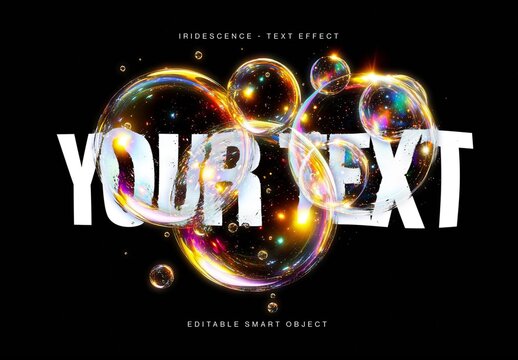 Iridescent Bubble Text Effect Template