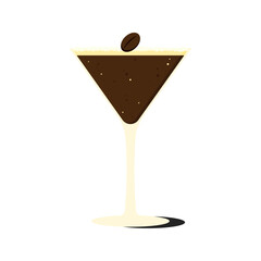 Delicious espresso in elegant glass. Espresso martini  with coffee bean garnish.