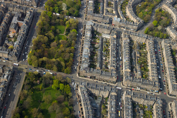 Aerial view of terraced housing in the centre of Edinburgh