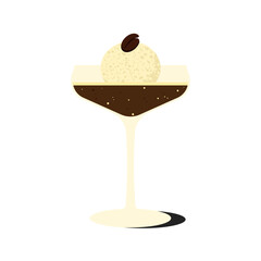 Delicious affogato with creamy ice cream and rich coffee. Coffee bean garnish.