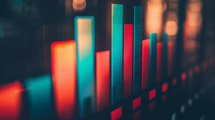 Close-Up of a Red and Blue Bar Graph on Neutral Background Representing Opinion Poll Data