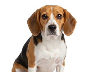 Adorable beagle dog portrait isolated on white background