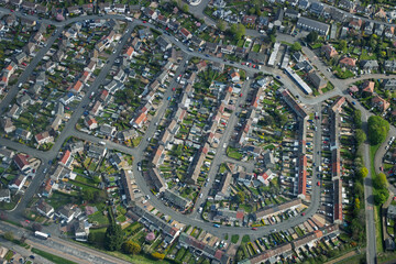 Aerial view of the wealthy suburb of Murrayfield of Edinburgh