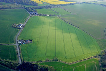 Aerial view of the farmland of Scotland