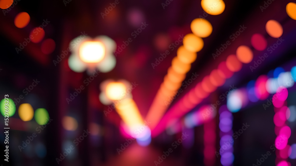 Poster a video showing vibrant blurred lights shining in darkness creating an abstract and colorful spectac