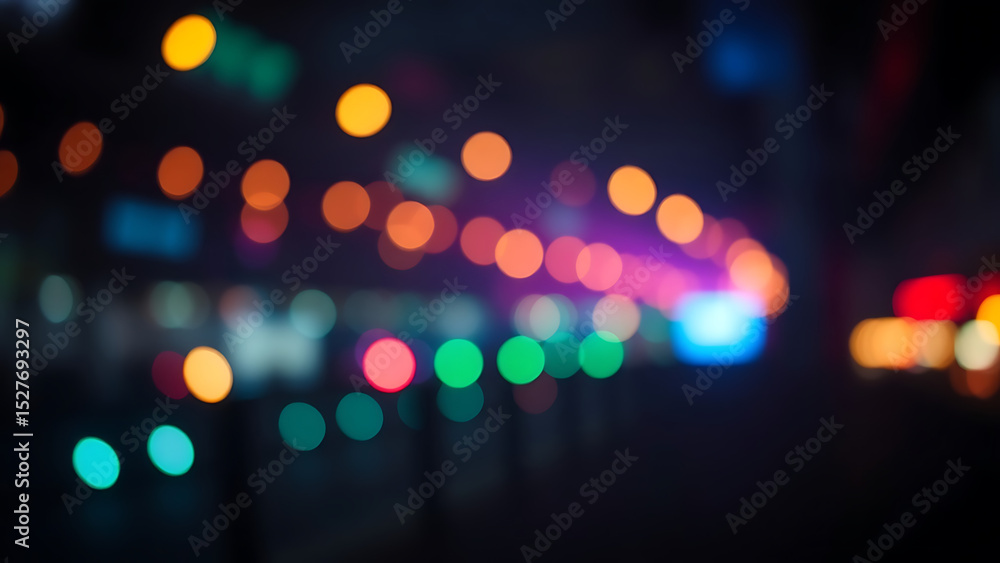 Poster a video showing vibrant blurred lights shining in darkness creating an abstract and colorful spectac