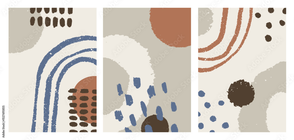 Poster abstract poster designs set. doodle shapes, scribbles, lines, blobs, spots and splatters, modern-sty