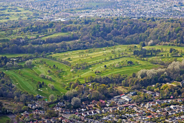 Aerial view of the 'Murrayfield' golf course and suburb of Edinburgh