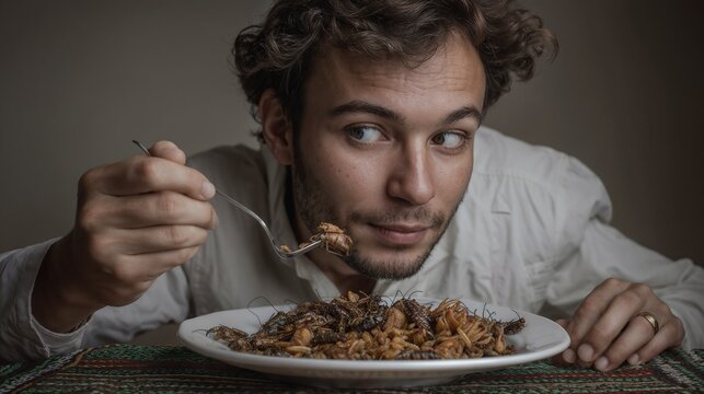 Person eating insects.