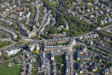 Aerial view of the weathy housing around the Murrayfield suburb of Edinburgh