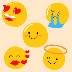 illustration of Emoji Character with Emotional Collection