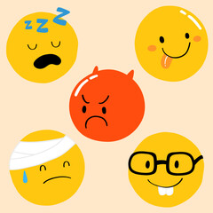 illustration of Emoji Character with Emotional Collection