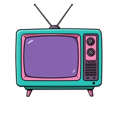 Retro television set drawing vintage tv illustration antenna design