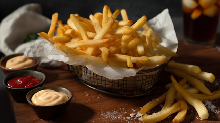 Crispy Golden French Fries A Perfect Side Dish with Dipping Sauces