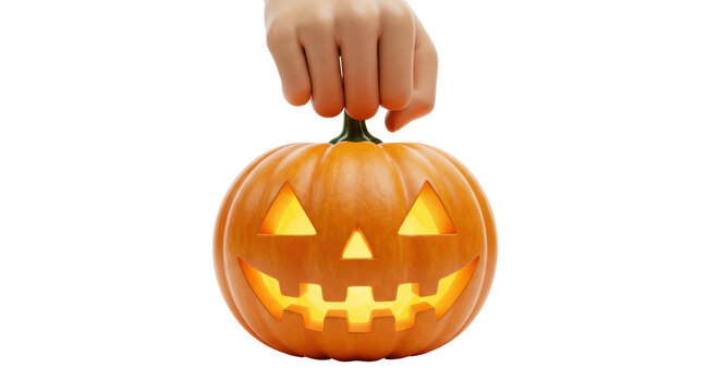 Isolated Hand Holding Halloween Pumpkin