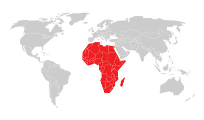 Flat Design Africa Continent On World Map