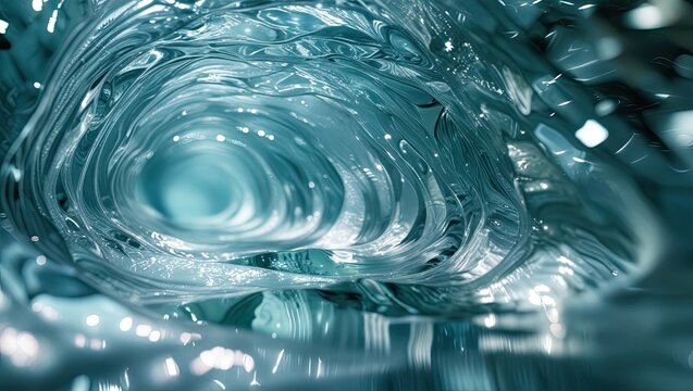 A mesmerizing, translucent tunnel composed of gentle, flowing water,