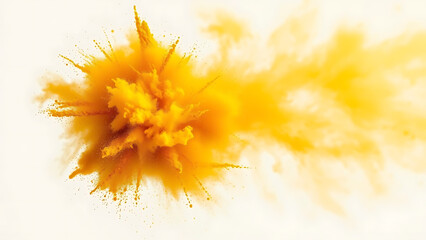 Gold powder explosion isolated on white background Colored golden dust eruption Special effects of m