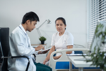 Doctors use a service fee calculator to save money on health insurance, drug cost concepts..