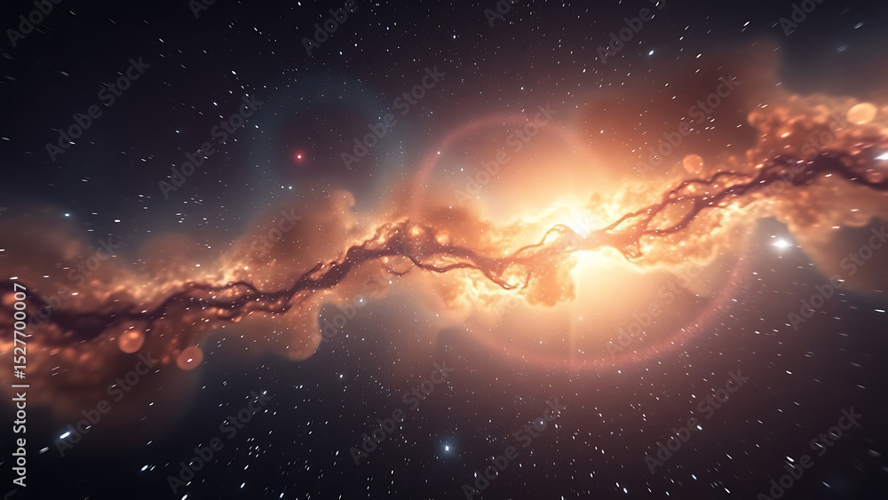 Poster loop animation of space nebula towards light loop animation glowing galaxies and stars passing foota
