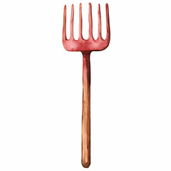 Garden fork resting against a wooden surface in natural light Generative AI
