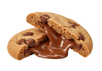 Isolated Peanut Butter Filled Cookie Cut in Half