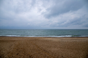 Rugged coastal landscape in Denmark with grasses and dunes