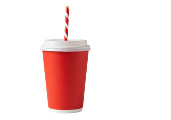 Isolated Red Paper Cup with Straw