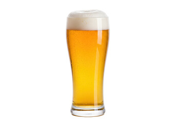 Isolated Tall Glass of Lager Beer with Foam