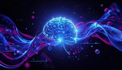 Naklejka premium Futuristic Abstract Artwork Featuring Glowing Neural Core