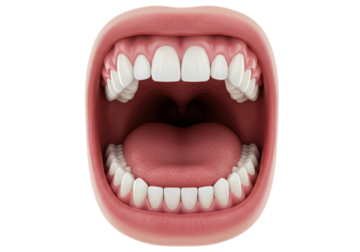 Isolated Open Mouth with Teeth and Tongue