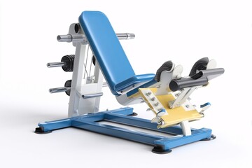 3D seated leg curl machine placed against white, designed with a cheerful, smooth plastic texture.