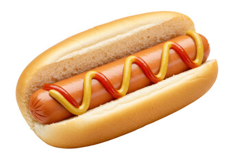 Isolated Hot Dog with Mustard and Ketchup