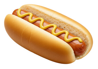 Isolated Simple Hot Dog with Yellow Mustard