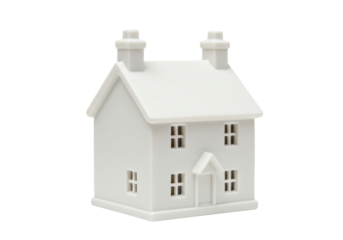 Isolated White Ceramic House Decoration