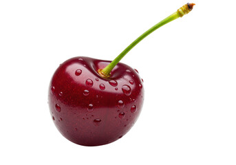 Isolated Ripe Cherry Fresh Fruit with Water Droplets