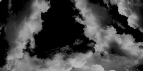 White cumulus clouds smoky illustration. abstract realistic fog or mist isolated cloud, sky with puffy. High resolution Concrete and Cement background. Smoke Stock Image Black Background.