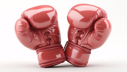 3D rendered boxing gloves isolated on a white background with cartoon plastic style.